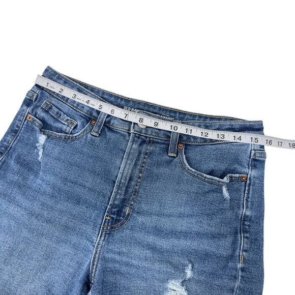 Old Navy Womens High-Rise OG Straight Denim Shorts Size 10 Blue Distressed - Picture 5 of 12